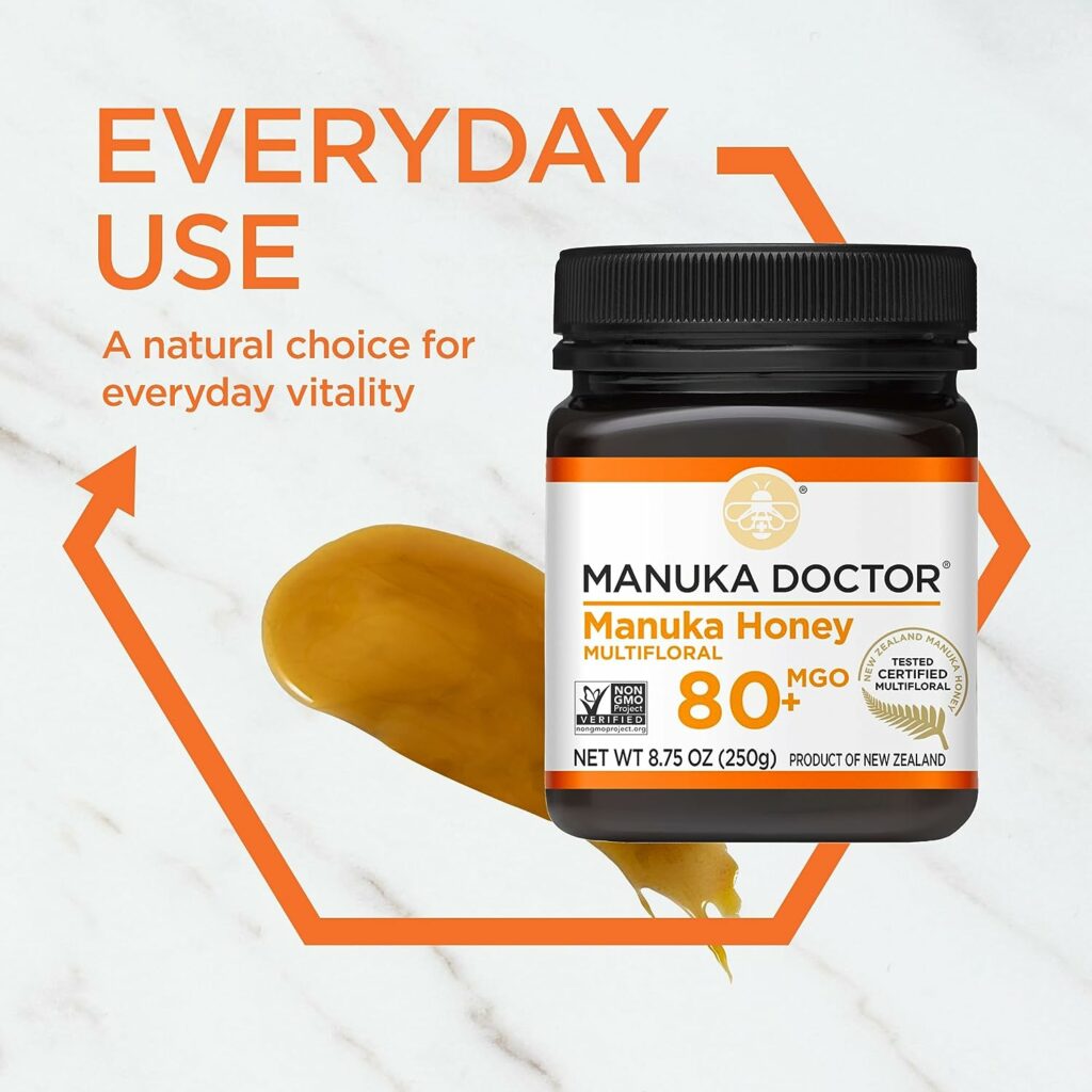 MANUKA DOCTOR - MGO 80+ Manuka Honey Multifloral, 100% Pure New Zealand Honey. Certified. Guaranteed. RAW. Non-GMO (8.75oz)