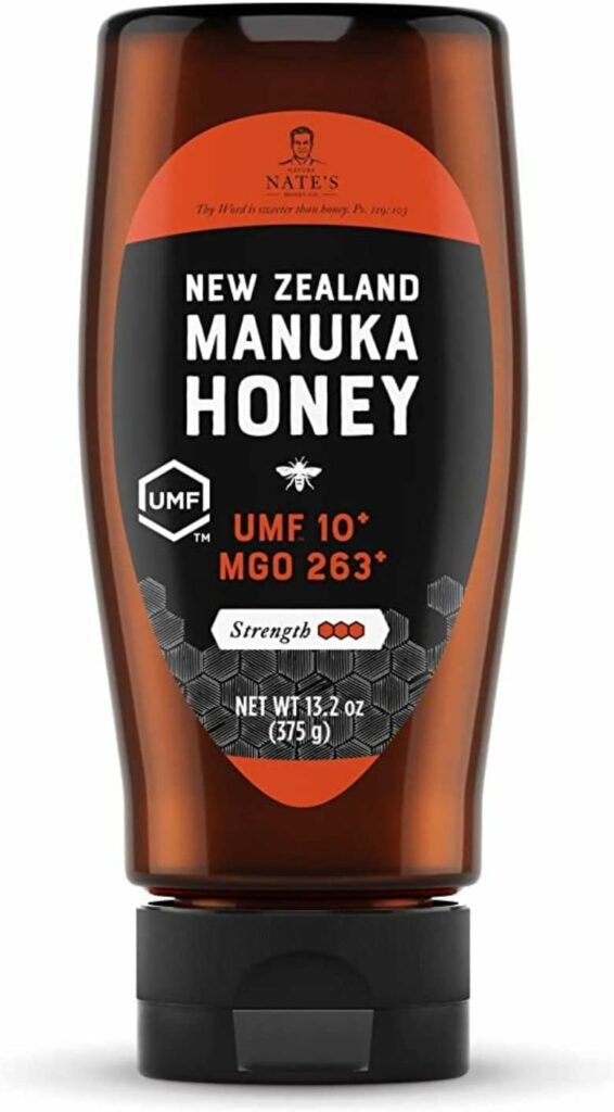 Nature Nates Manuka Honey UMF Certified 10+ | MGO 263+ - New Zealand Manuka Honey - All-Natural Sweetener, 13.2 oz Squeeze Bottle